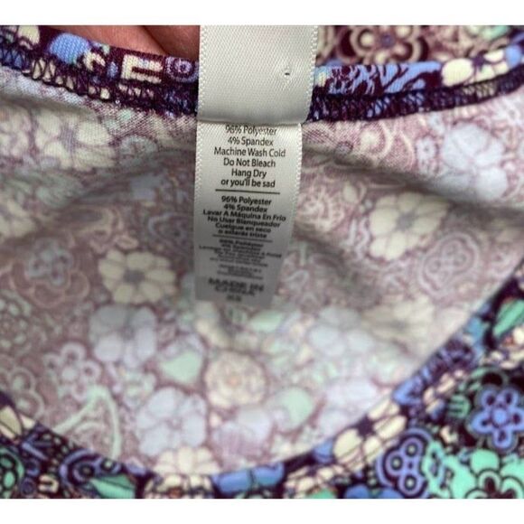 LuLaRoe Perfect T Shirt Top Purple Green Floral‎ XS NEW - Picture 6 of 6